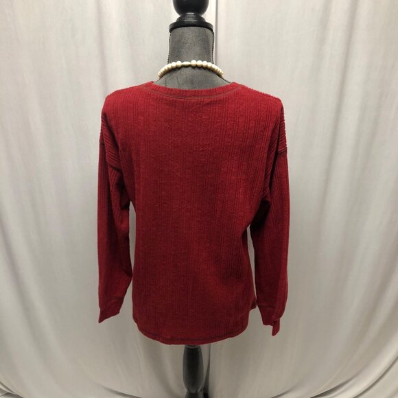 Maroon Red Ribbed Knit Long Sleeve Top Womens Size 2XL Soft Comfy Sweater NEW - Picture 4 of 8
